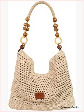Woven Cotton Crochet Beach Bag Hobo Handbag Shoulder Purse